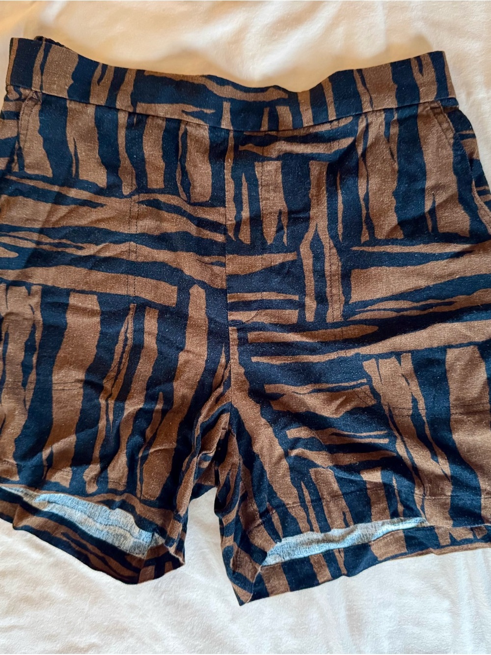 Banana Republic Brown and Black Abstract Stripe High-Waist Shorts